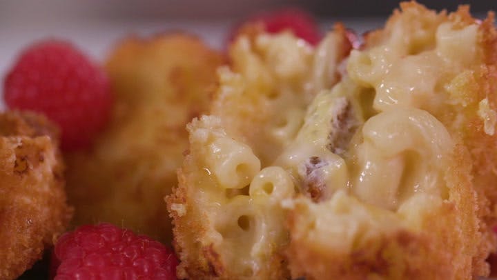 Mac & Cheese Bites With Raspberry Chipotle Sauce
