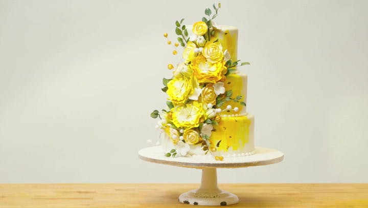 Cascading Floral Wedding Cake